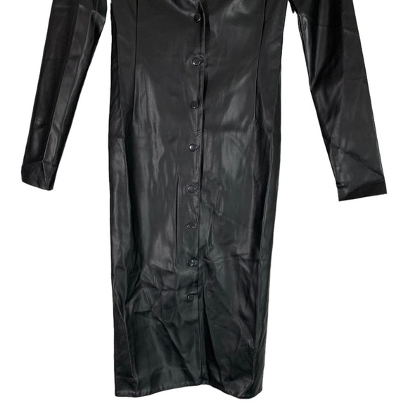 MDNT:45 Faux Leather V Neck Button Down Midi Dress Size XS - Picture 8 of 11